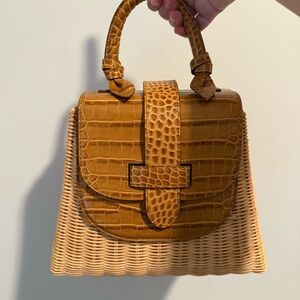 Pamela Munson Lady Bag Brown Croc Straw
